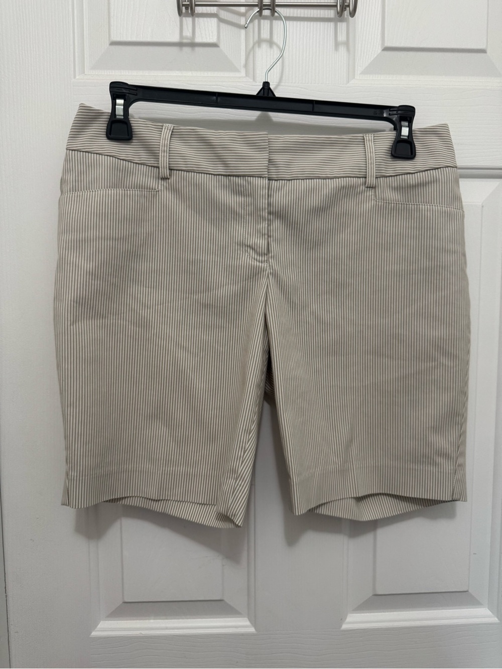 Express Beige Pinstripe Bermuda Shorts